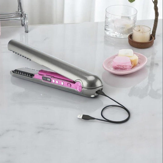 2-in-1 USB Rechargeable Hair Curler & Straightener