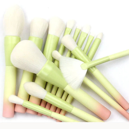 Pink Green Gradient Makeup Brushes Set