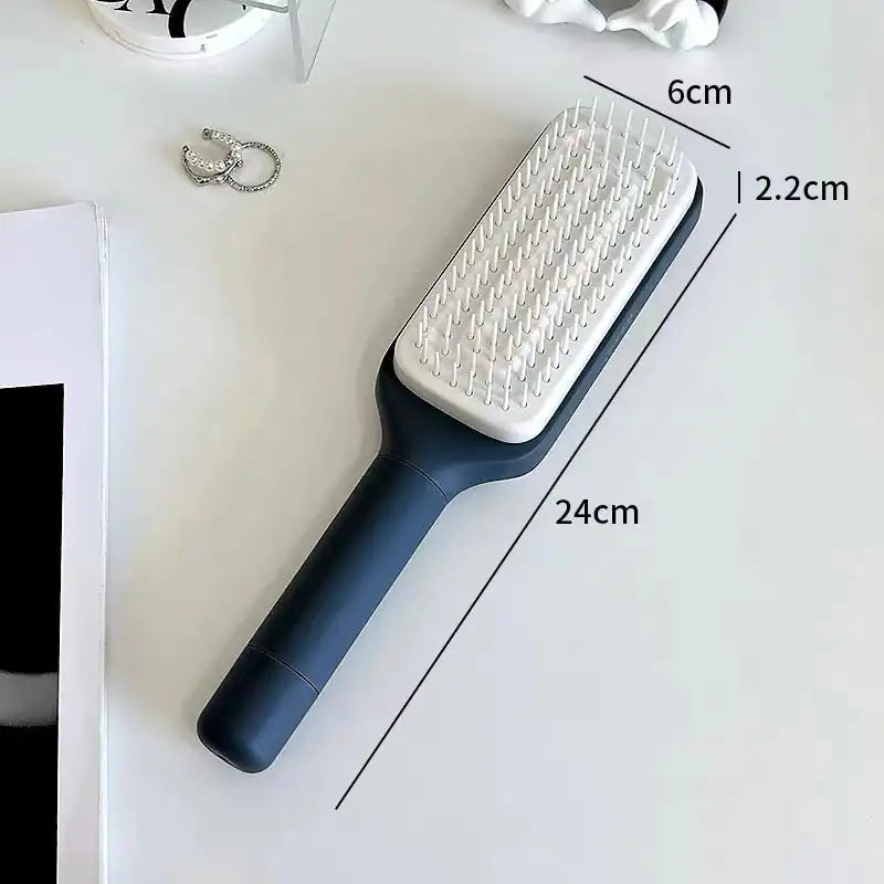 Brosse à cheveux antistatique autonettoyante 4 en 1