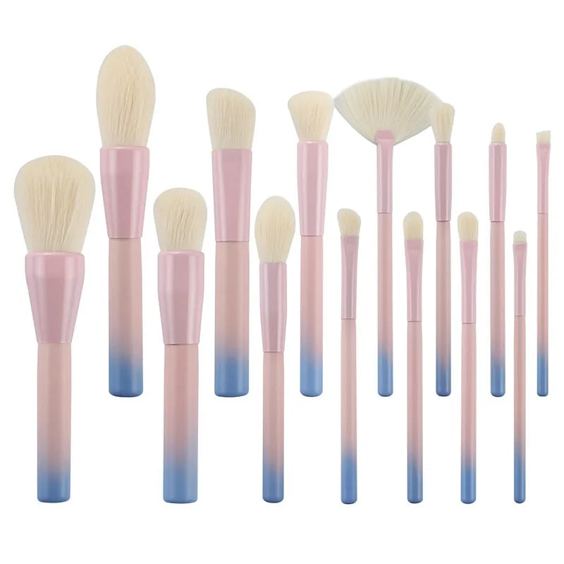 Pink Green Gradient Makeup Brushes Set