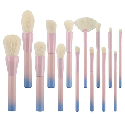 Pink Green Gradient Makeup Brushes Set