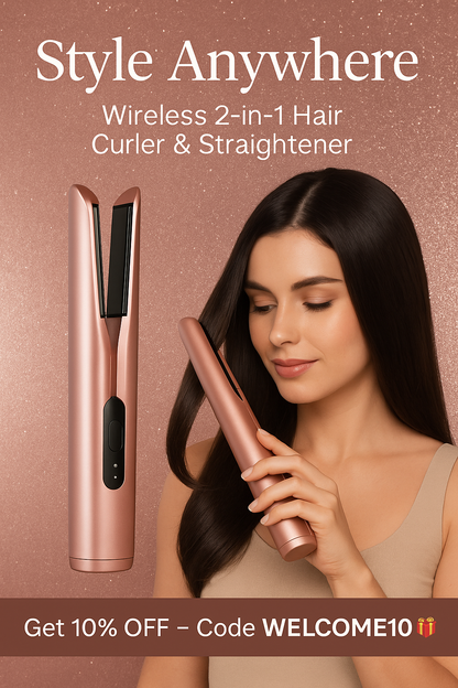 2-in-1 USB Rechargeable Hair Curler & Straightener