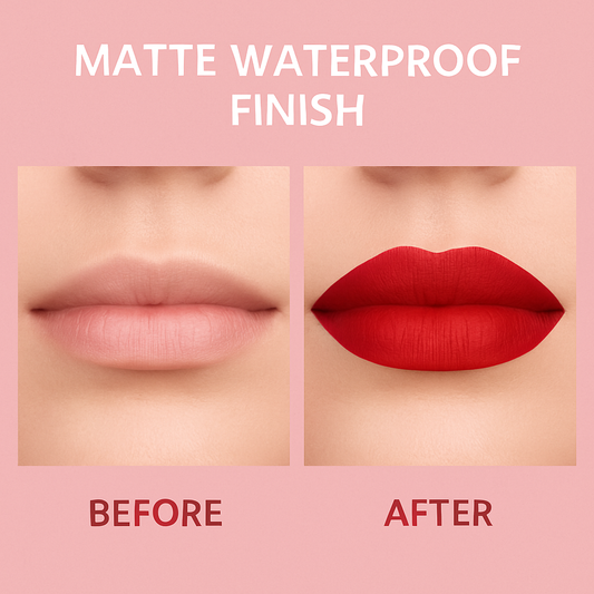 💄 Gloss à lèvres mat waterproof – 5 teintes • Tenue longue durée • Sans bavure • Design en bambou naturel