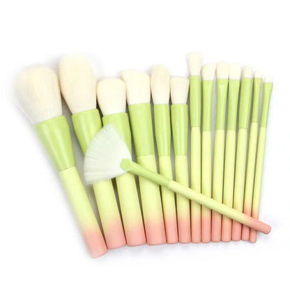 Pink Green Gradient Makeup Brushes Set