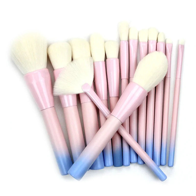 Pink Green Gradient Makeup Brushes Set