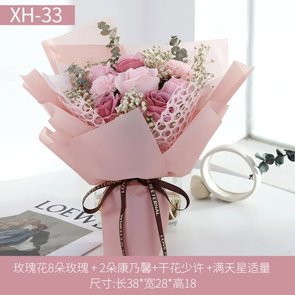 Artificial Soap Rose Carnation Flower Bouquet