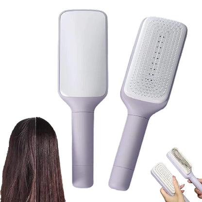 Brosse à cheveux antistatique autonettoyante 4 en 1