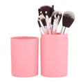 Makeup Brush Set with Leather Cup Holder