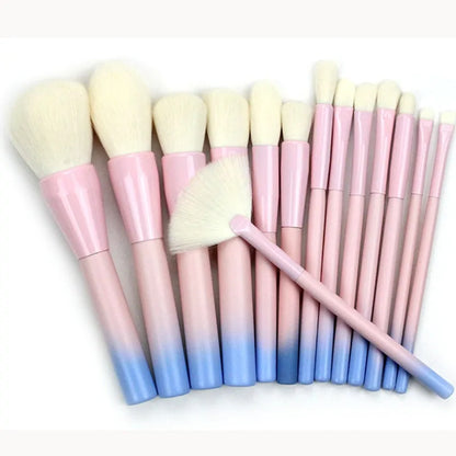 Pink Green Gradient Makeup Brushes Set